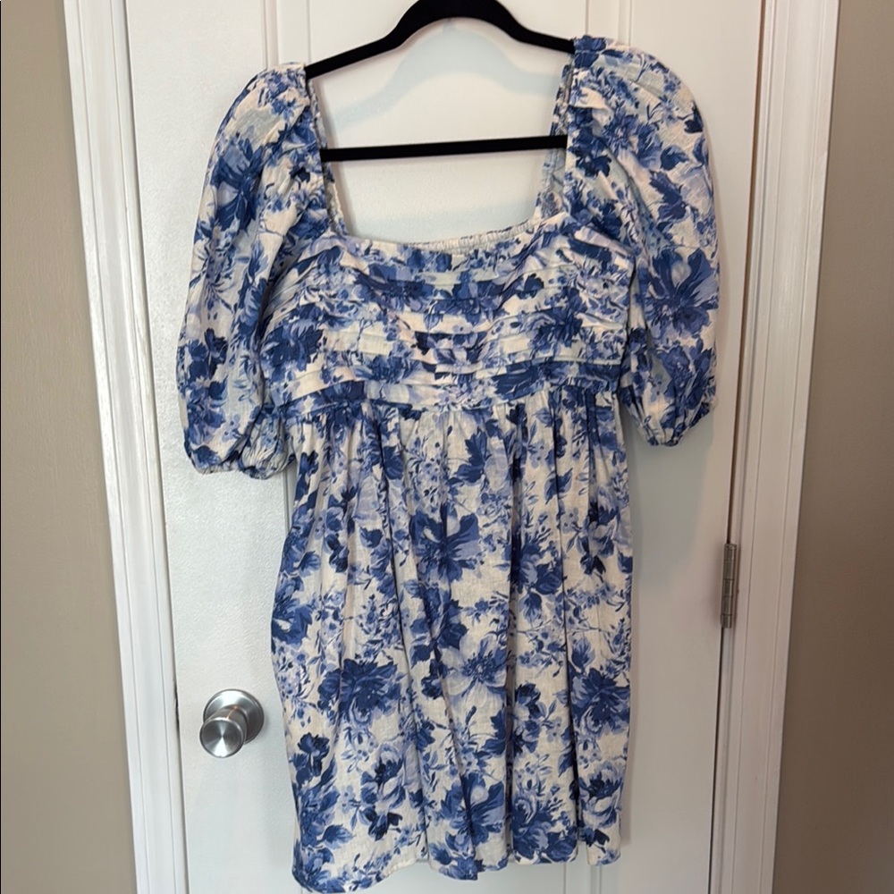 Floral Blue and White Women's Dress